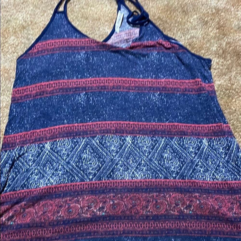 Maurices Navy and Burgundy Patterned Tank Top 1x
